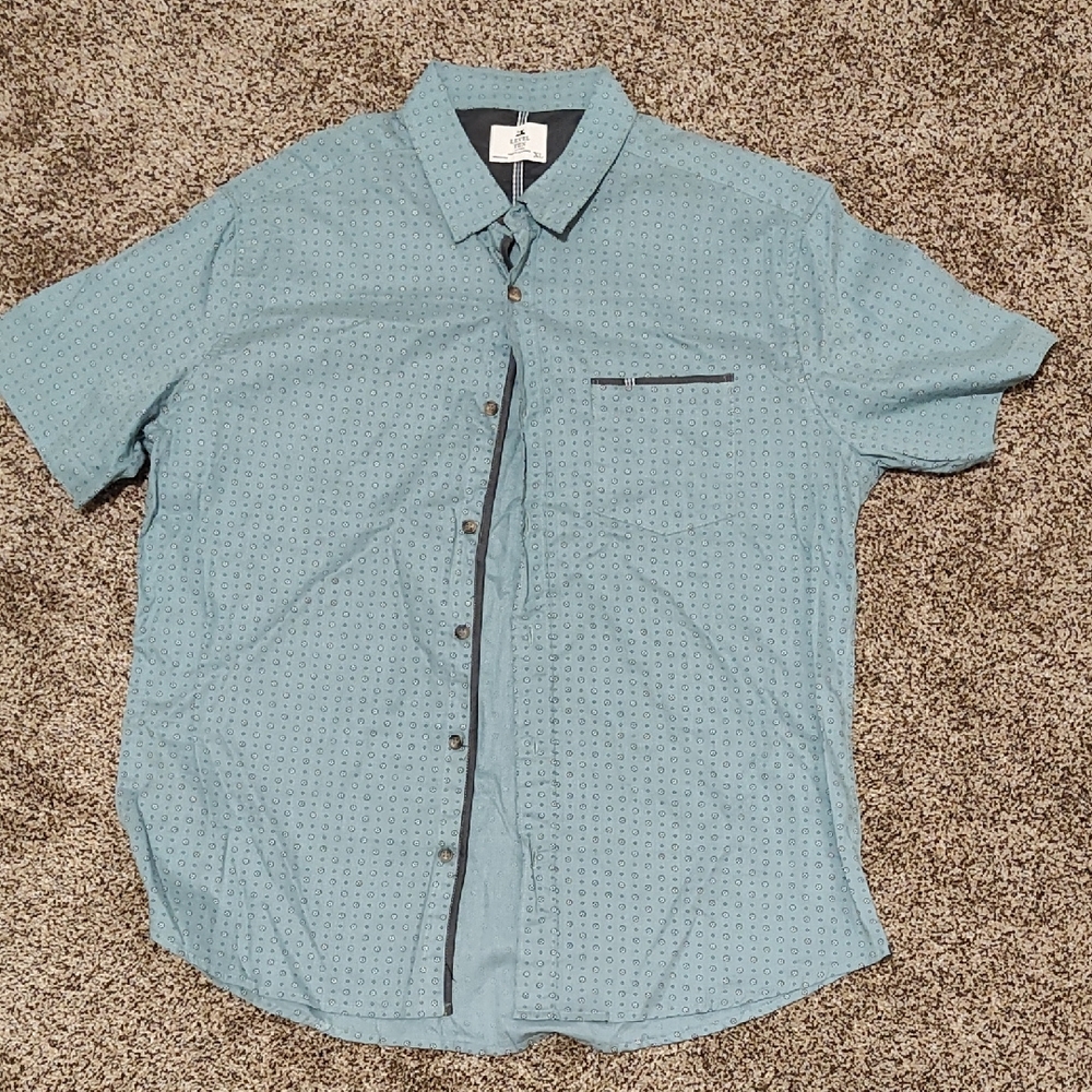 Men's Casual Short-Sleeve Button-Down Shirt - Light Blue